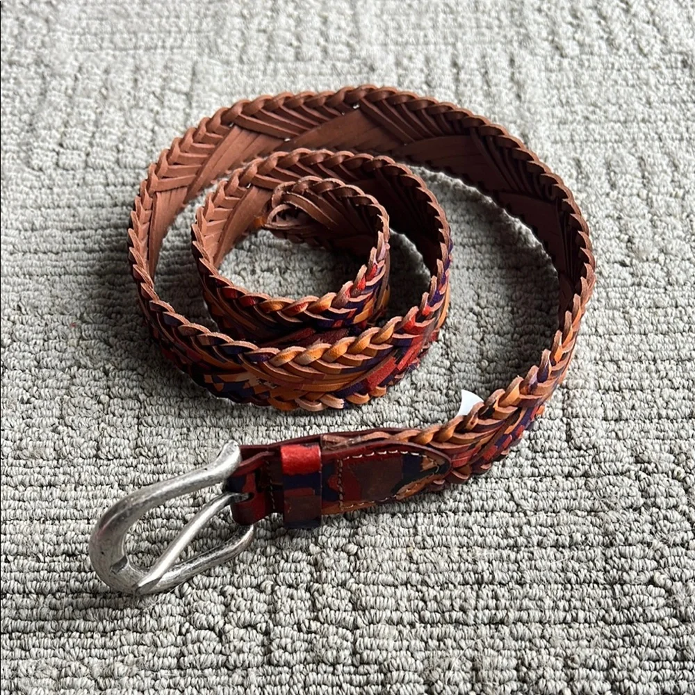 Multicolor Woven Genuine Bonded Leather Belt